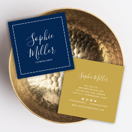 Tarjeta De Visita Cuadrada Caligrafía de borde Color editable de medios socia