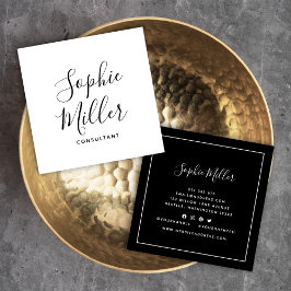 Tarjeta De Visita Cuadrada Caligrafía de borde Color editable de medios socia