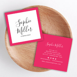 Tarjeta De Visita Cuadrada Caligrafía de color de borde editable en medios so