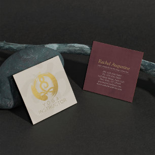 Tarjeta De Visita Cuadrada Caligrafía de oro blanco Símbolo de Yoga Meditació
