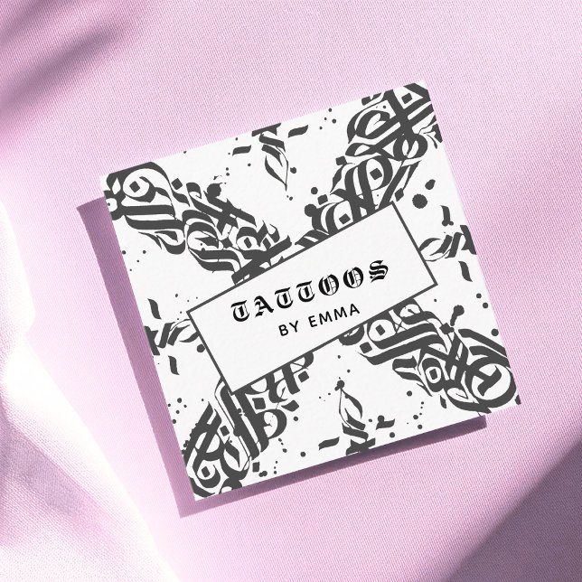 Tarjeta De Visita Cuadrada Caligrafía estilo tatuaje Guay tipografía moderna (Subido por el creador)