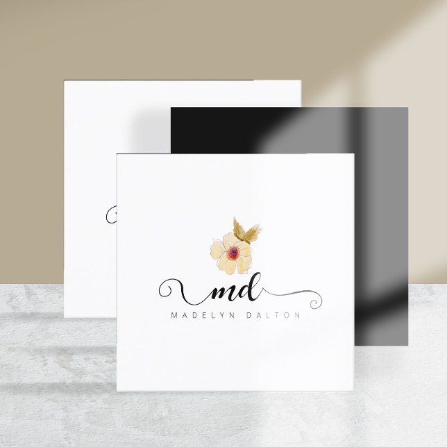 Tarjeta De Visita Cuadrada Caligrafía floral sofisticada ID933 (Subido por el creador)