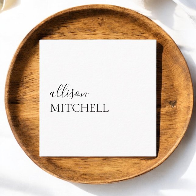 Tarjeta De Visita Cuadrada Caligrafía Girly Elegant Minimal (Subido por el creador)