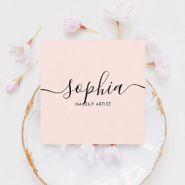 Tarjeta De Visita Cuadrada Caligrafía Girly Elegant Rubor Pink