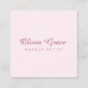 Tarjeta De Visita Cuadrada Caligrafía Minimalista, Rosa Beige Profesional