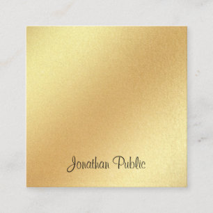 Tarjeta De Visita Cuadrada Caligrafía moderna Faux Gold Purpurina manuscrito