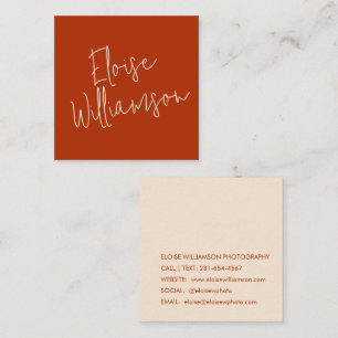 Tarjeta De Visita Cuadrada Caligrafía Negra Contemporánea Chic Moderna y Enér