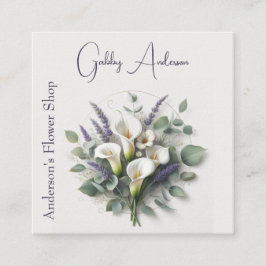 Tarjeta De Visita Cuadrada Calla Lilies y Lavender