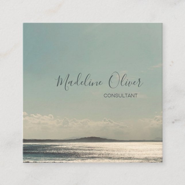 Tarjeta De Visita Cuadrada Calm Ocean Sea Travel Moderno Profesional (Anverso)