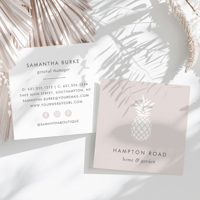 Tarjeta De Visita Cuadrada Cameo Rubor Pineapple (Subido por el creador)