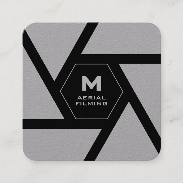 Tarjeta De Visita Cuadrada Camera lens gray drone (Anverso)