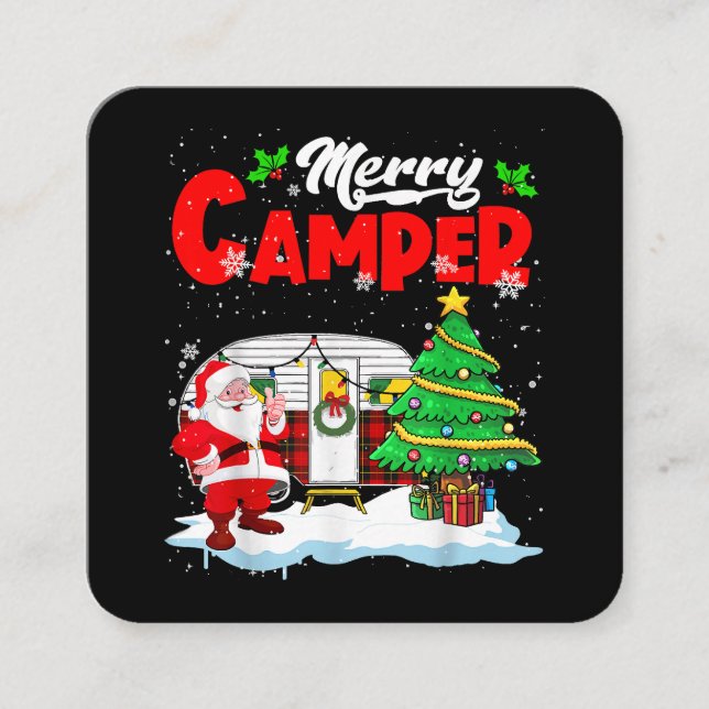 Tarjeta De Visita Cuadrada Camión de campamento Santa Camper Navidades de Mer (Anverso)