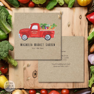 Tarjeta De Visita Cuadrada Camión de granja orgánica verduras mercado de agri