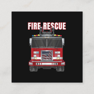 Tarjeta De Visita Cuadrada Camión del Departamento de Bomberos de Rescate de 