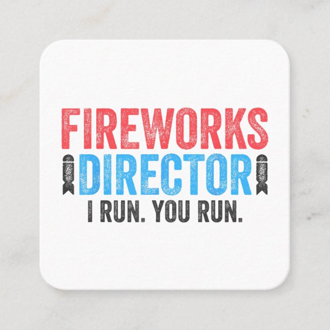 Tarjeta De Visita Cuadrada Camiseta camiseta del director de fuegos artificia (Anverso)