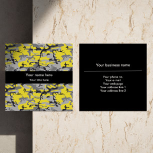 Tarjeta De Visita Cuadrada Camo amarillo y gris, Camuflaje, Militar, Ejército