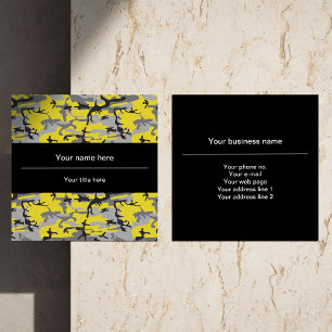 Tarjeta De Visita Cuadrada Camo amarillo y gris, Camuflaje, Militar, Ejército