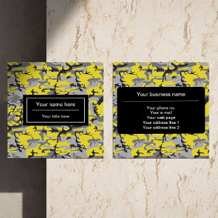 Tarjeta De Visita Cuadrada Camo amarillo y gris, Camuflaje, Militar, Ejército
