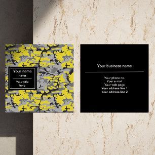 Tarjeta De Visita Cuadrada Camo amarillo y gris, Camuflaje, Militar, Ejército