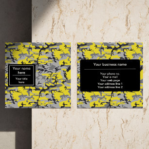 Tarjeta De Visita Cuadrada Camo amarillo y gris, Camuflaje, Militar, Ejército