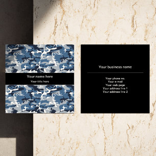 Tarjeta De Visita Cuadrada Camo Azul, Camuflaje de Invierno, Camuflaje de Nie
