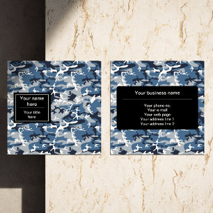 Tarjeta De Visita Cuadrada Camo Azul, Camuflaje de Invierno, Camuflaje de Nie