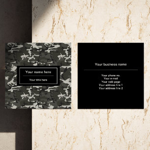 Tarjeta De Visita Cuadrada Camo gris, Camuflaje, Militar, Ejército