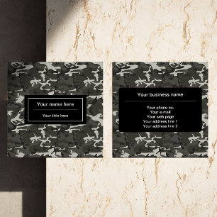 Tarjeta De Visita Cuadrada Camo gris, Camuflaje, Militar, Ejército