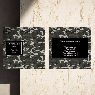 Tarjeta De Visita Cuadrada Camo gris, Camuflaje, Militar, Ejército