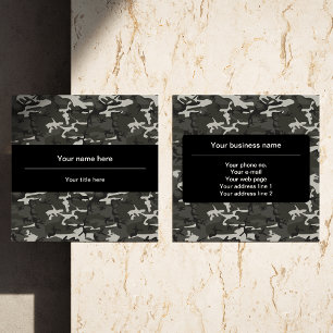 Tarjeta De Visita Cuadrada Camo gris, Camuflaje, Militar, Ejército