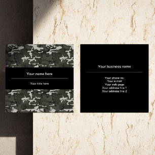 Tarjeta De Visita Cuadrada Camo gris, Camuflaje, Militar, Ejército