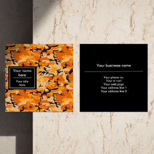 Tarjeta De Visita Cuadrada Camo naranja, Camuflaje, Militar, Ejército