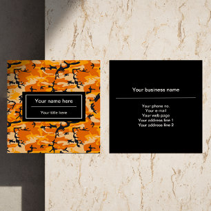 Tarjeta De Visita Cuadrada Camo naranja, Camuflaje, Militar, Ejército