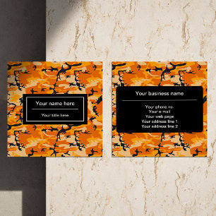 Tarjeta De Visita Cuadrada Camo naranja, Camuflaje, Militar, Ejército
