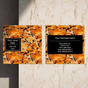 Tarjeta De Visita Cuadrada Camo naranja, Camuflaje, Militar, Ejército