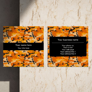 Tarjeta De Visita Cuadrada Camo naranja, Camuflaje, Militar, Ejército