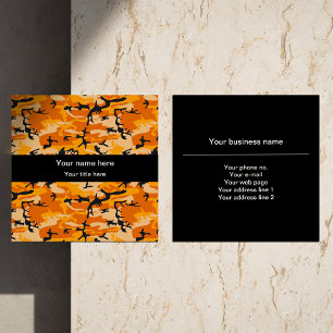 Tarjeta De Visita Cuadrada Camo naranja, Camuflaje, Militar, Ejército