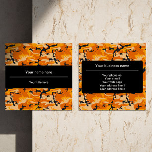 Tarjeta De Visita Cuadrada Camo naranja, Camuflaje, Militar, Ejército