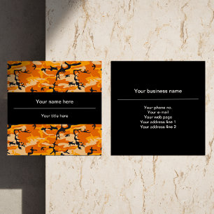 Tarjeta De Visita Cuadrada Camo naranja, Camuflaje, Militar, Ejército