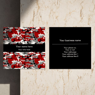 Tarjeta De Visita Cuadrada Camo rojo y gris, Camuflaje, Militar, Ejército