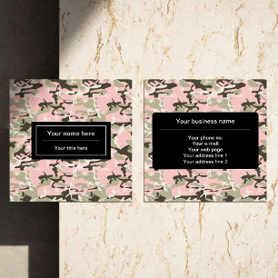 Tarjeta De Visita Cuadrada Camo rosa y verde, Camuflaje, Militar, Ejército