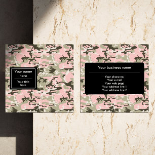 Tarjeta De Visita Cuadrada Camo rosa y verde, Camuflaje, Militar, Ejército
