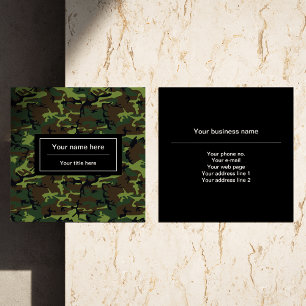 Tarjeta De Visita Cuadrada Camo verde, Camuflaje, Militar, Ejército