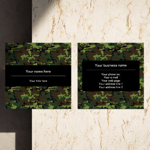 Tarjeta De Visita Cuadrada Camo Verde, Camuflaje, Militar, Ejército