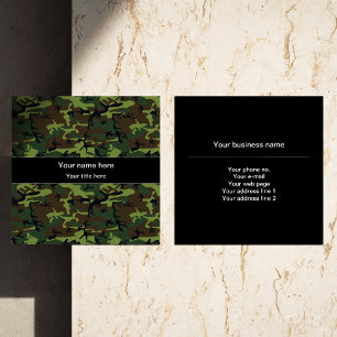 Tarjeta De Visita Cuadrada Camo Verde, Camuflaje, Militar, Ejército