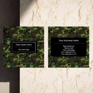 Tarjeta De Visita Cuadrada Camo Verde, Camuflaje, Militar, Ejército