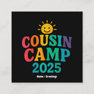 Tarjeta De Visita Cuadrada Campamento de Primos 2025 Campamento de divertidos