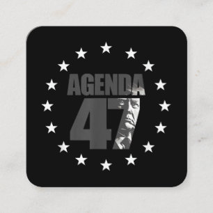 Tarjeta De Visita Cuadrada Campaña de Re-Elección Patriótica Agenda 47 Trump 