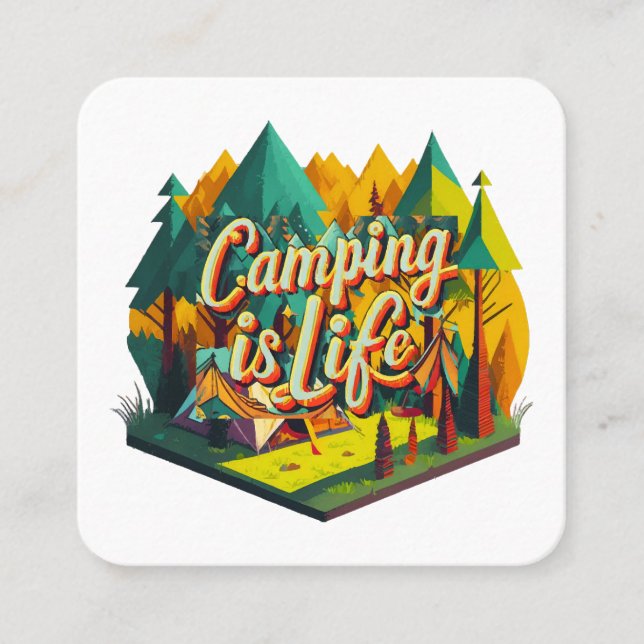 Tarjeta De Visita Cuadrada Camping es la vida (Anverso)