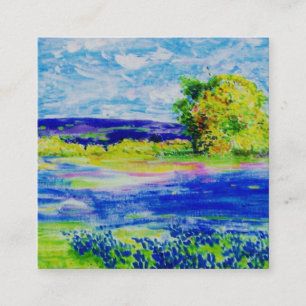 Tarjeta De Visita Cuadrada Campos de flores de Bluebonnet